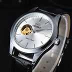 Orient Watch  Double Lion Japanese Fully Automatic Mechanical Watch Hollowed Out Business Men's Watch Stainless Steel Strip