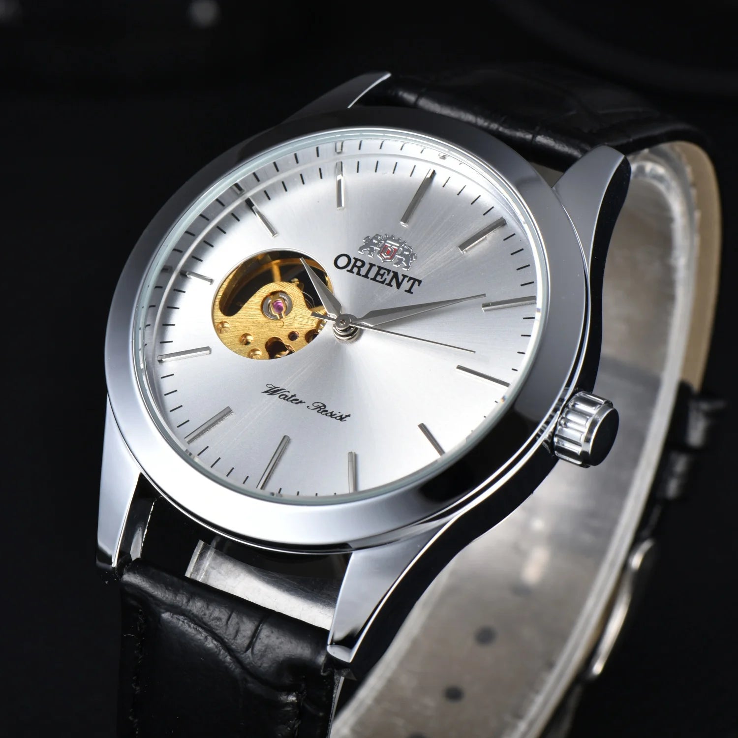 Orient Watch  Double Lion Japanese Fully Automatic Mechanical Watch Hollowed Out Business Men's Watch Stainless Steel Strip