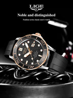 LIGE Men Watch Business Date Watch for Men Luxury Sport Quartz Watches Waterproof Luminous Silicone Wristwatch Relogio Masculino