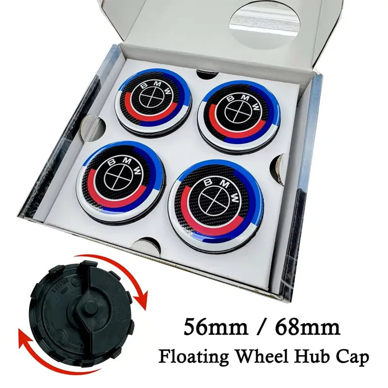 New 56mm 68mm Car Carbon 50th Anniversary Floating Wheel Center Caps For MINI BMW G11 G12 G30 G31 G32 G08 G05 F46 F49 F39 F90