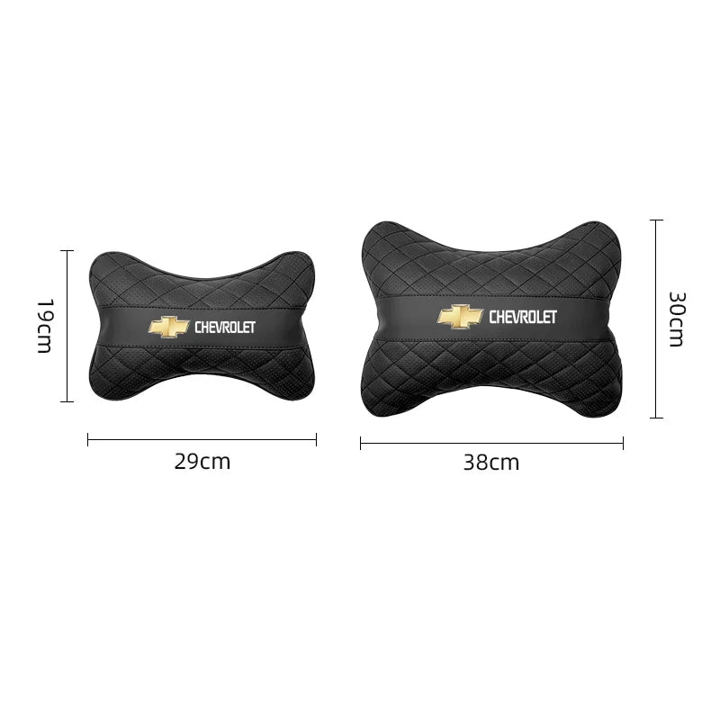 Nappa Leather Car Headrest Neck Pillow Waist Cushioning For Chevrolet Spark Captiva Cruze Malibu Equinox Trax Camaro Blazer