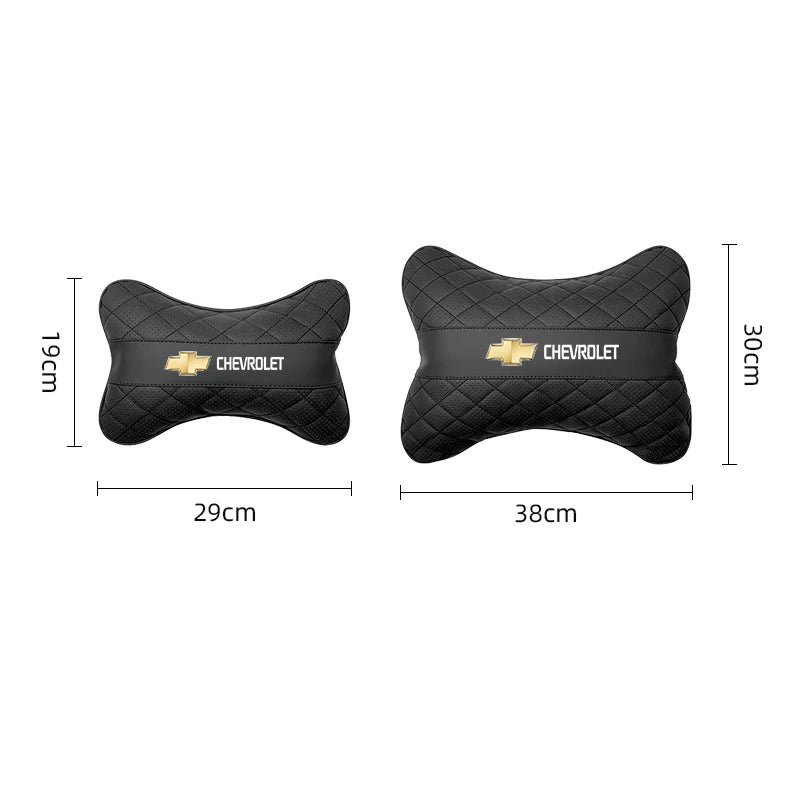 Nappa Leather Car Headrest Neck Pillow Waist Cushioning For Chevrolet Spark Captiva Cruze Malibu Equinox Trax Camaro Blazer