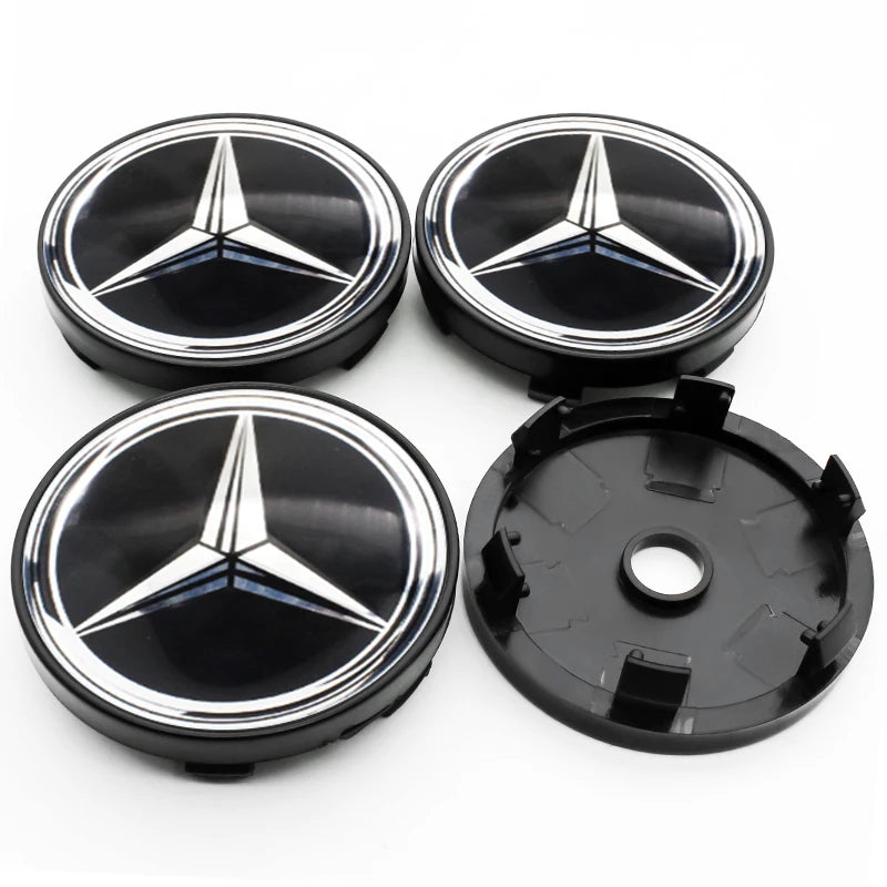 4Pcs 60mm 75mm Car Wheel Center Hub For Mercedes Benz AMG class W205 W203 GLC GLK W206 W220 W211 A180 Cap Rim Cover Accessories