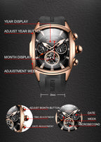 Reef Tiger 316L Stainless Steel Wine Barrel Automatic Watch Fashion Mulitfunction Tourbillon Mechanical Watches for Men RGA3069