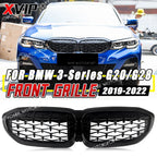 XVIP Front Bumper Kidney Grill Diamonds Style Grille For BMW 3-Series G20 G21 2019-2023 318i 320i 320d 330i 340i 340d M Sport