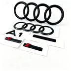 4 Ring Logo ABS For Audi A1 2008-2022 Black Car Hood Front Grill Emblem Rear Trunk Badge A1 Quattro Sline Emblem Car Accessories