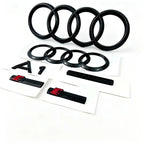 4 Ring Logo ABS For Audi A1 2008-2022 Black Car Hood Front Grill Emblem Rear Trunk Badge A1 Quattro Sline Emblem Car Accessories