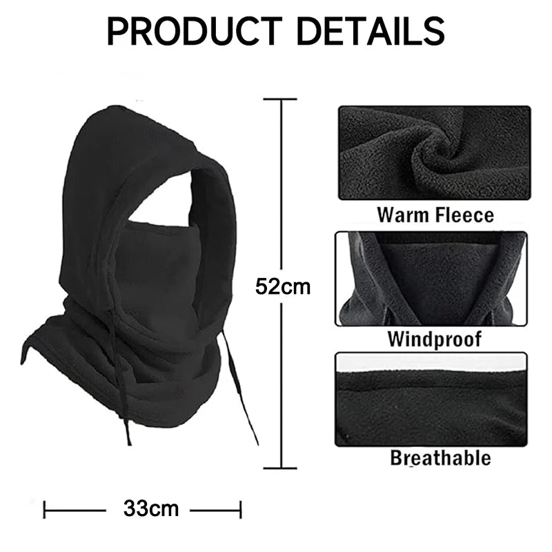 Pasamontañas de invierno Unisex con capucha de punto, bufanda para bicicleta a prueba de viento, gorro para hombres y mujeres, máscara de esquí de lana cálida con cordón, equipo para clima frío