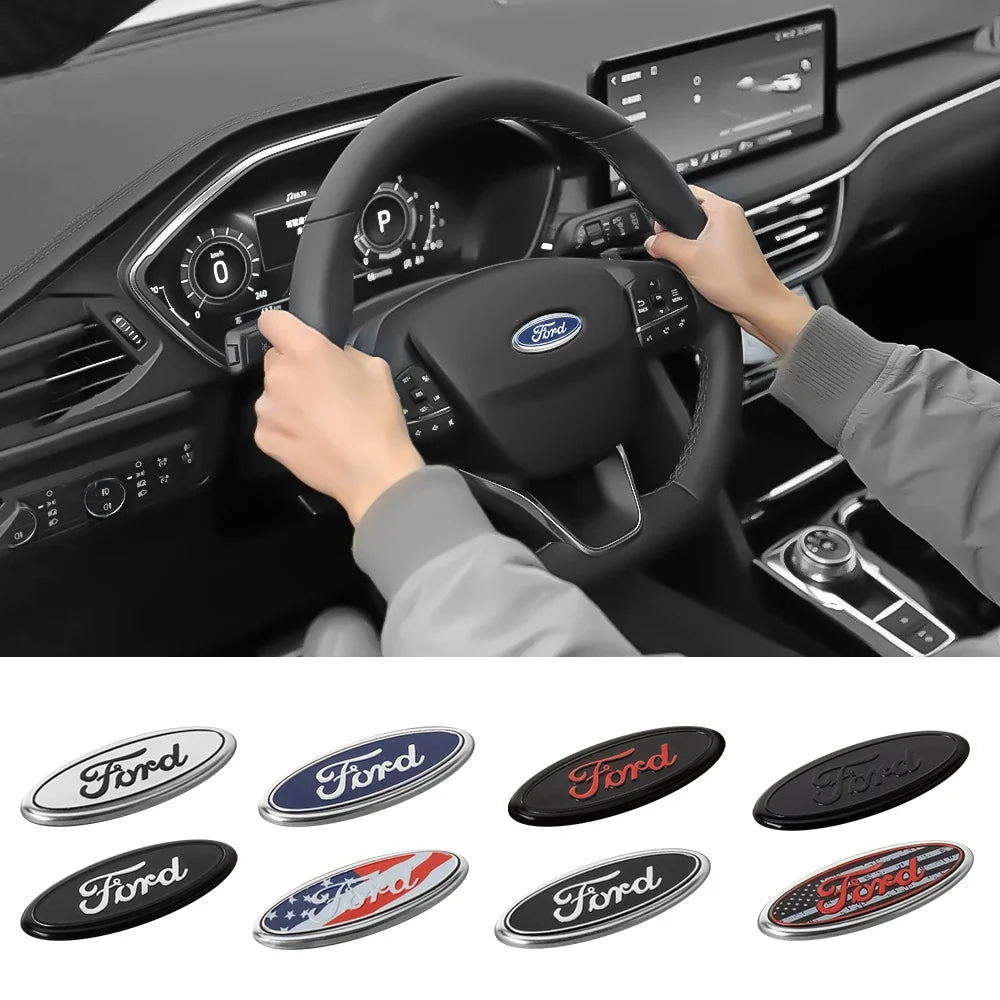 Car Styling Steering Wheel Center Cover Sticker Badge Decor Auto Accessories For Ford Focus Mk4 Kuga Fiesta Mk7 Explorer Mustang