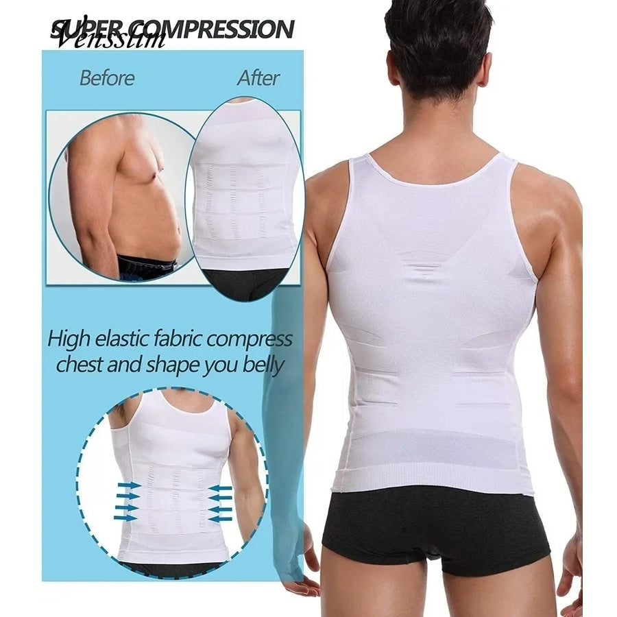 Compression Shirt Slimming Body Shaper Vest Men Gym Workout Sleeveless Gynecomastia Abdomen Waist Trainer Shapewear