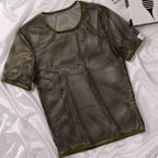 Men's Hollow Out Mesh T-Shirt, Breathable, Sport, See Through, Streetwear, Lightweight, Casual Tank Top, Summer, New Arrivals