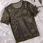 Men's Hollow Out Mesh T-Shirt, Breathable, Sport, See Through, Streetwear, Lightweight, Casual Tank Top, Summer, New Arrivals