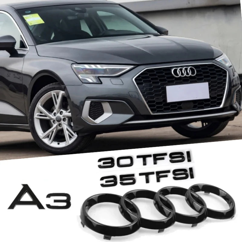 Replaced Accessories for Audi A3 2010-2020 2020-2024 Car Hood Front Grill Rear Trunk Emblem Badge Sticker Quattro Sline 35TFSI