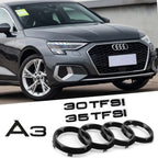 Replaced Accessories for Audi A3 2010-2020 2020-2024 Car Hood Front Grill Rear Trunk Emblem Badge Sticker Quattro Sline 35TFSI