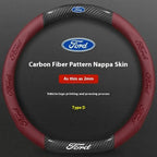 For Ford Mondeo Focus Raptor Puma Edge Explorer Ecosport Ranger F150 Kuga Car AntiSlip Carbon Fiber Leather Steering Wheel Cover