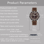Hruodland F025 Retro Sport Men Watch HZ2565 Automatic Mechanical Stainless Steel Leather Strap Diving  reloj hombre watch for me