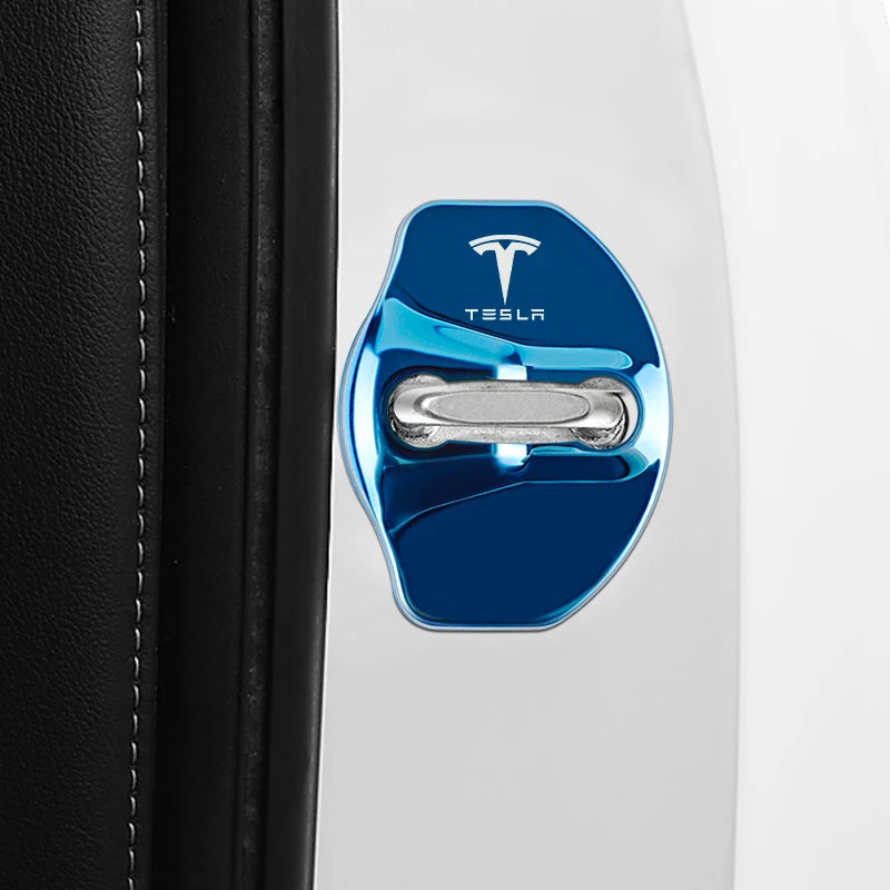4pcs Metal Auto Door Lock Protective Cover Car Styling auto Accessaries sticker For Tesla model 3 model X Y