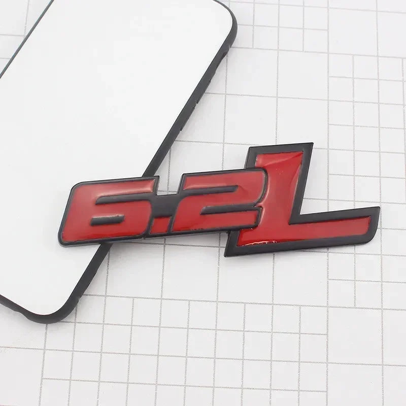 3D Metal 6.2L Logo Car Rear Boot Trunk Emblem Badge Sticker For Ford Raptor F150 Hummer H2 Chevrolet C7 Camaro Dodge Challenger