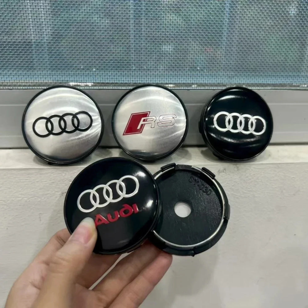 4Pcs 60mm Car Center Wheel Hub Cover Tire Cap For Audi Sline A1 A2 A3 A4 A5 A6 A7 A8 Q1 Q2 Q3 Q4 Q5 Q6 Q7 Q8 TT Auto Accessories