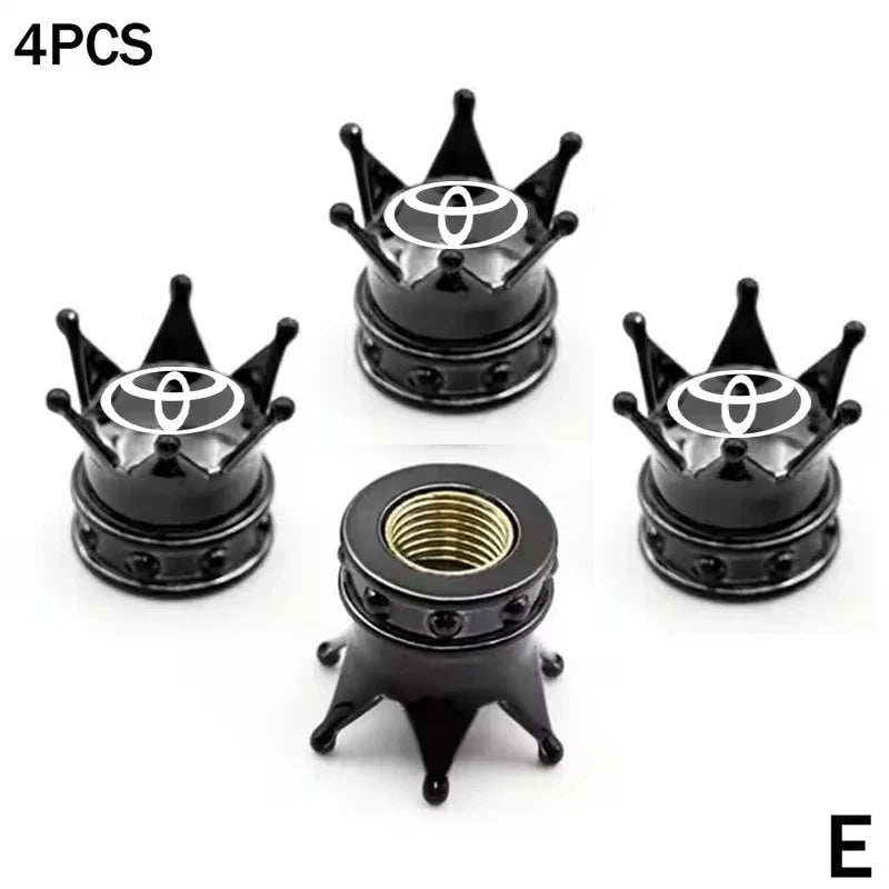 4PCS Crown Style Tire Valve Stem Caps, Air Caps Cover, Aluminum Alloy Dustproof And Waterproof Valve Caps Cover For All Toyota