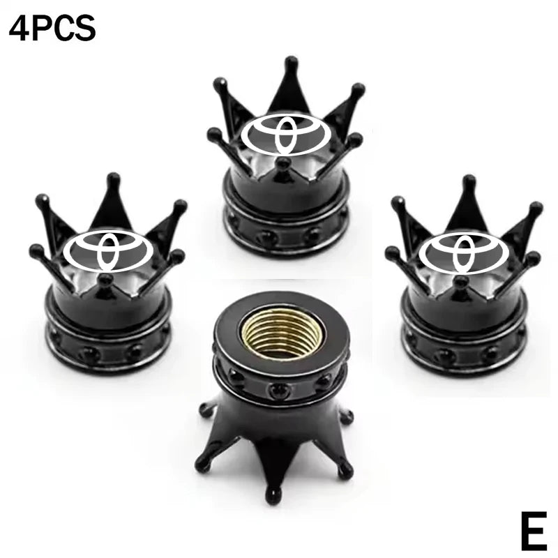 4PCS Crown Style Tire Valve Stem Caps, Air Caps Cover, Aluminum Alloy Dustproof And Waterproof Valve Caps Cover For All Toyota