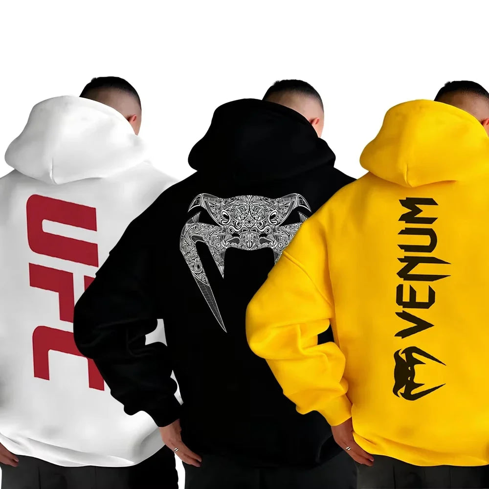 Men's Pattern Hoodies –Bold Back Prints MMA Inspired Streetwear Loose Fit Perfect for Gym  Casual Wear Limited Edition Designs