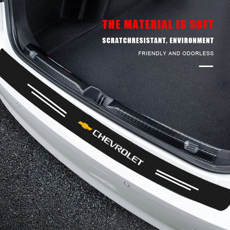 Carbon Fiber Car Rear Bumper Trunk Guard Protected Sticker for Chevrolet Malibu Captiva Cavalier Onix Aveo Silverado Chevy Tahoe