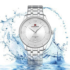 NAVIFORCE Men's Watch Classic Stainless Steel Strap 3ATM Waterproof Calendar Minimalist Dial Men's Chronograph Watch NF9272S