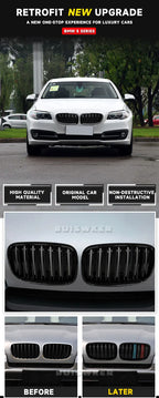 1 Pair Front GrillesFor BMW X5/X6 E70 E71 2008-2014 Gloss Matte Black Kidney Grill Carbon Fiber Replacement Front Bumper Grilles