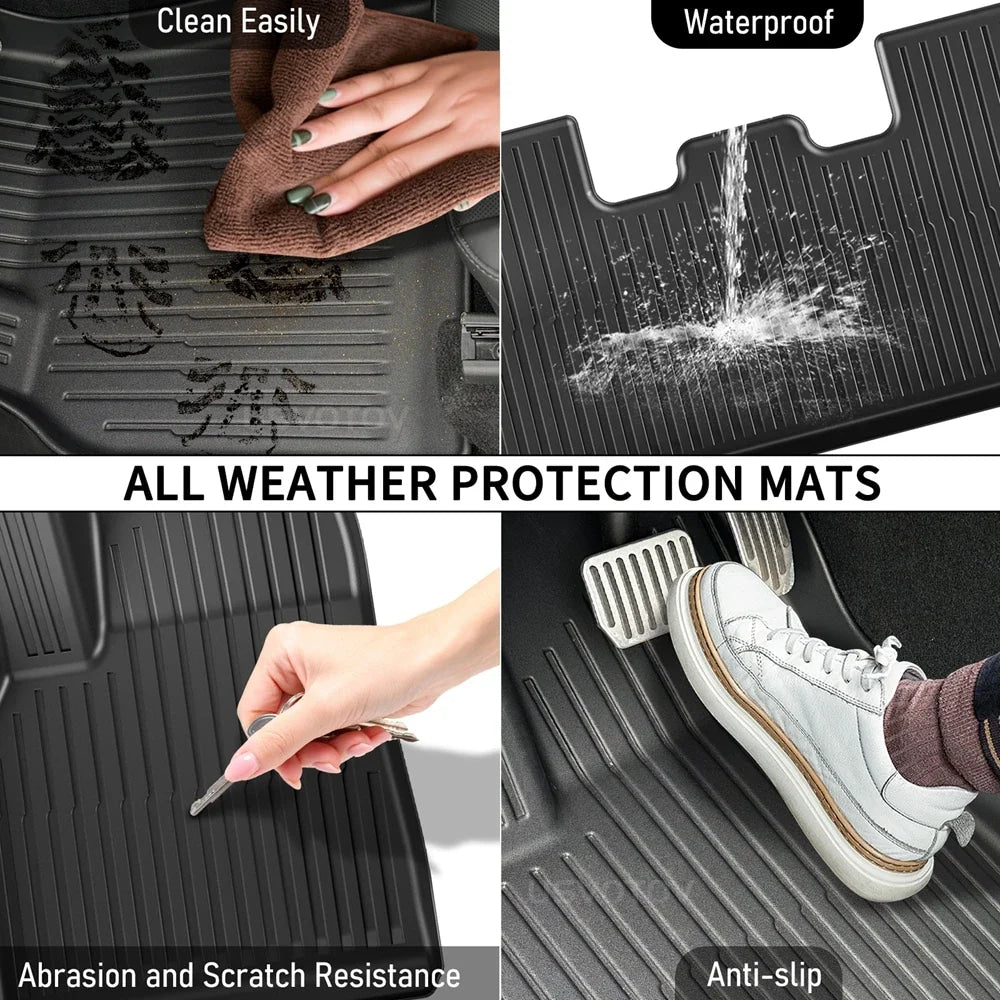Floor Mats for Tesla Model Y 2025 2026 Juniper All Weather Trunk Mat Kick Pads Cargo Frunk Liners Seatback Protector Accessories