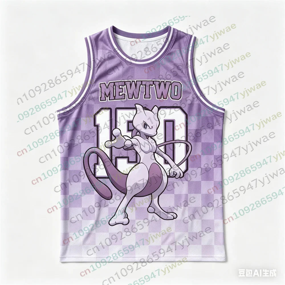 Basketball Jersey Pikachu Charizard Eevee Anime Tank Top Loose Quick Drying Breathable Sportswear VEST Summer Men's Tank Top