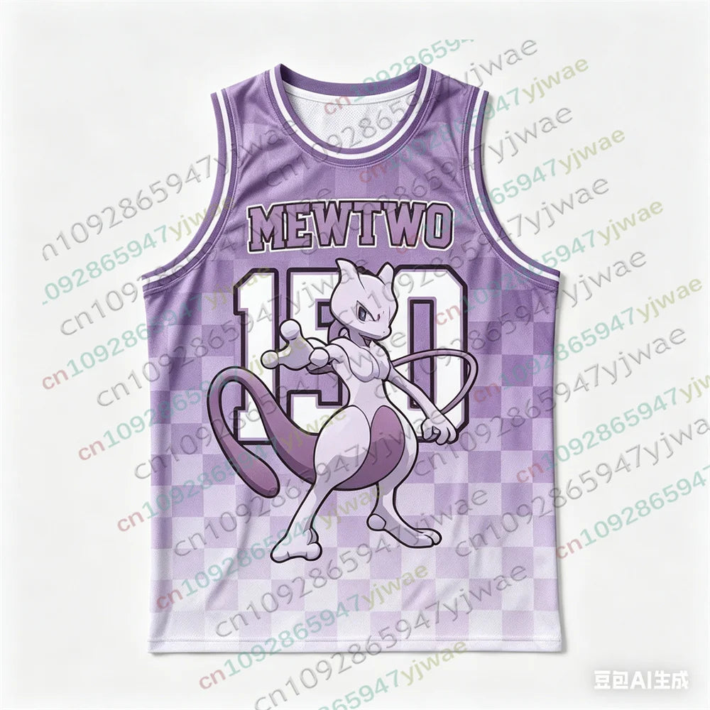 Basketball Jersey Pikachu Charizard Eevee Anime Tank Top Loose Quick Drying Breathable Sportswear VEST Summer Men's Tank Top