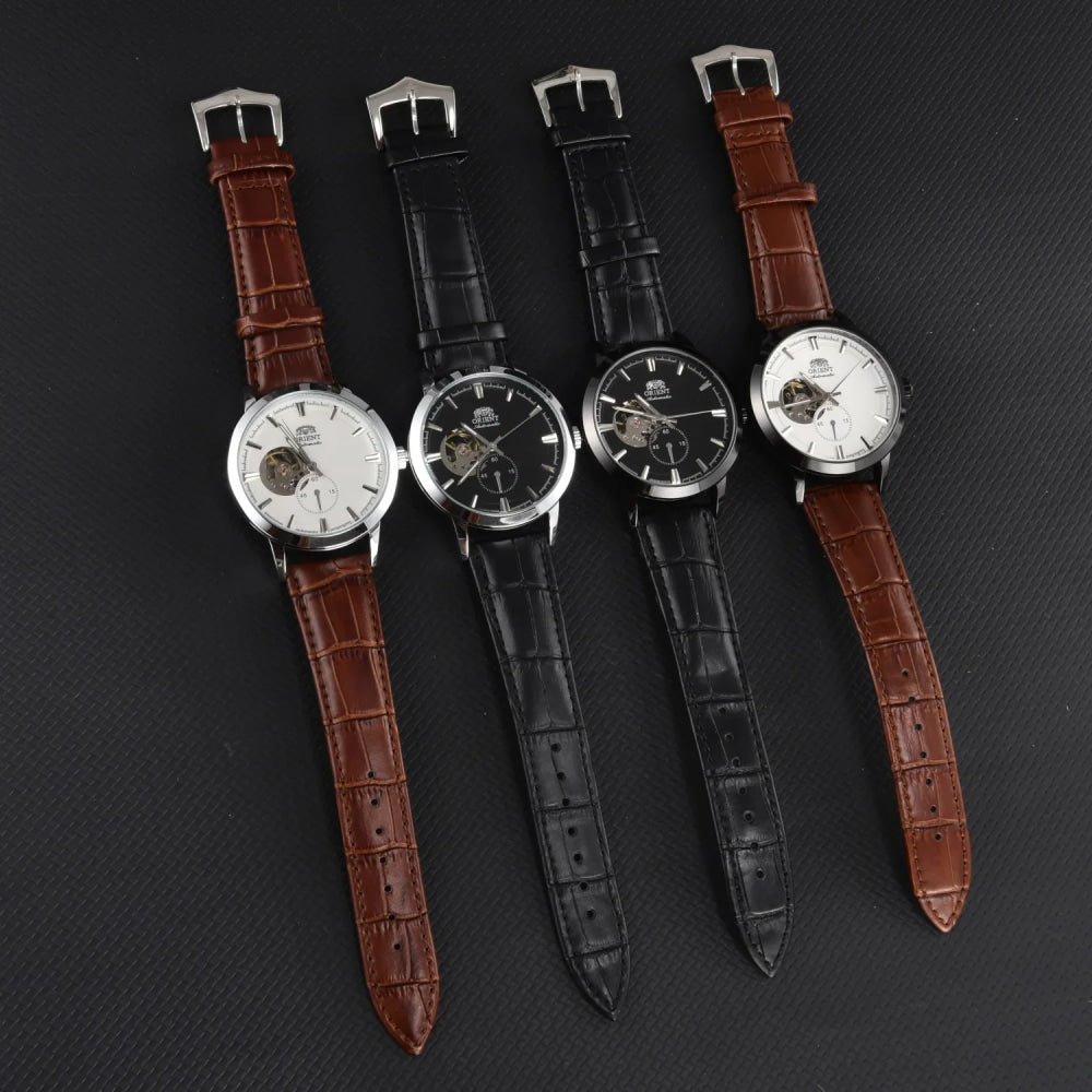 Orient Double Lion Watch Japanese Fully Automatic Mechanical Watch Hollowed Out Business Men's Watch Leather Strap