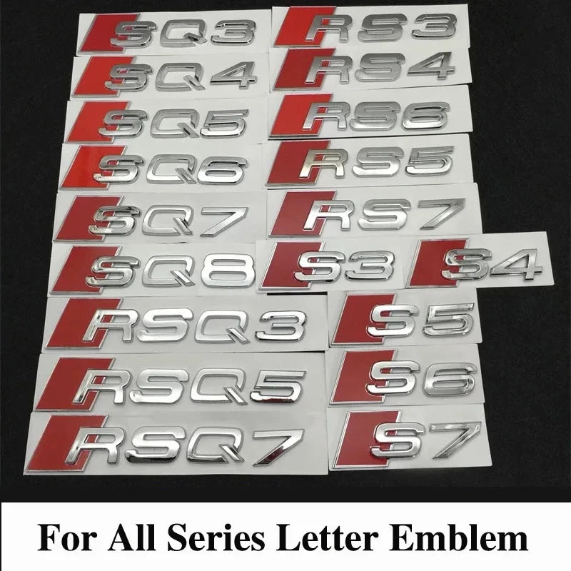 New 1Pcs Audi RS S3 S4 S5 S6 S7 S8 A3 A4 A5 A6 A7 A8 Q3 Q5 Q7 TT 3D Car Emblem Sticker Rear Trunk Body Emblem Badge Stickers