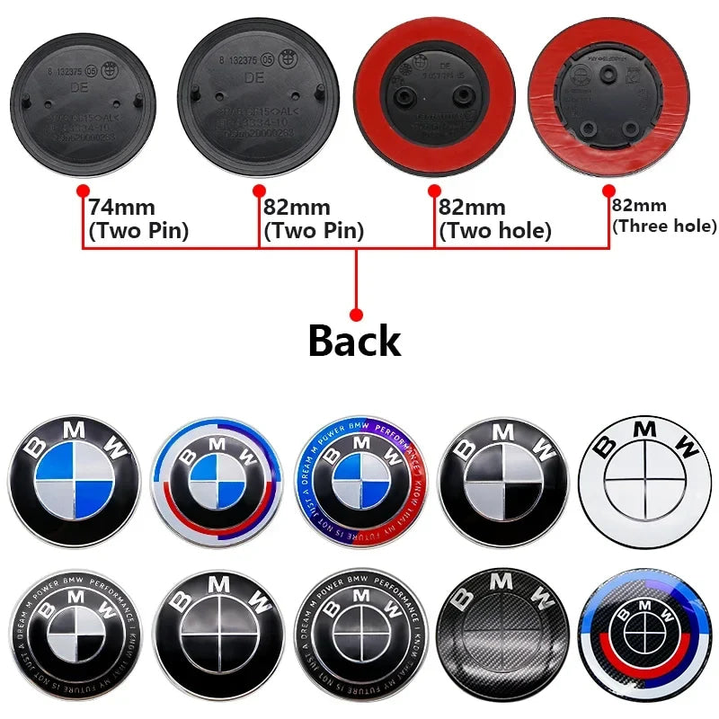 Carbon Fiber 50th Anniversary Front Rear Logo Kit for BMW 82mm 74mm Badge F30 F10 E46 E90  2-Pin Base DIY Replacement Decor Set
