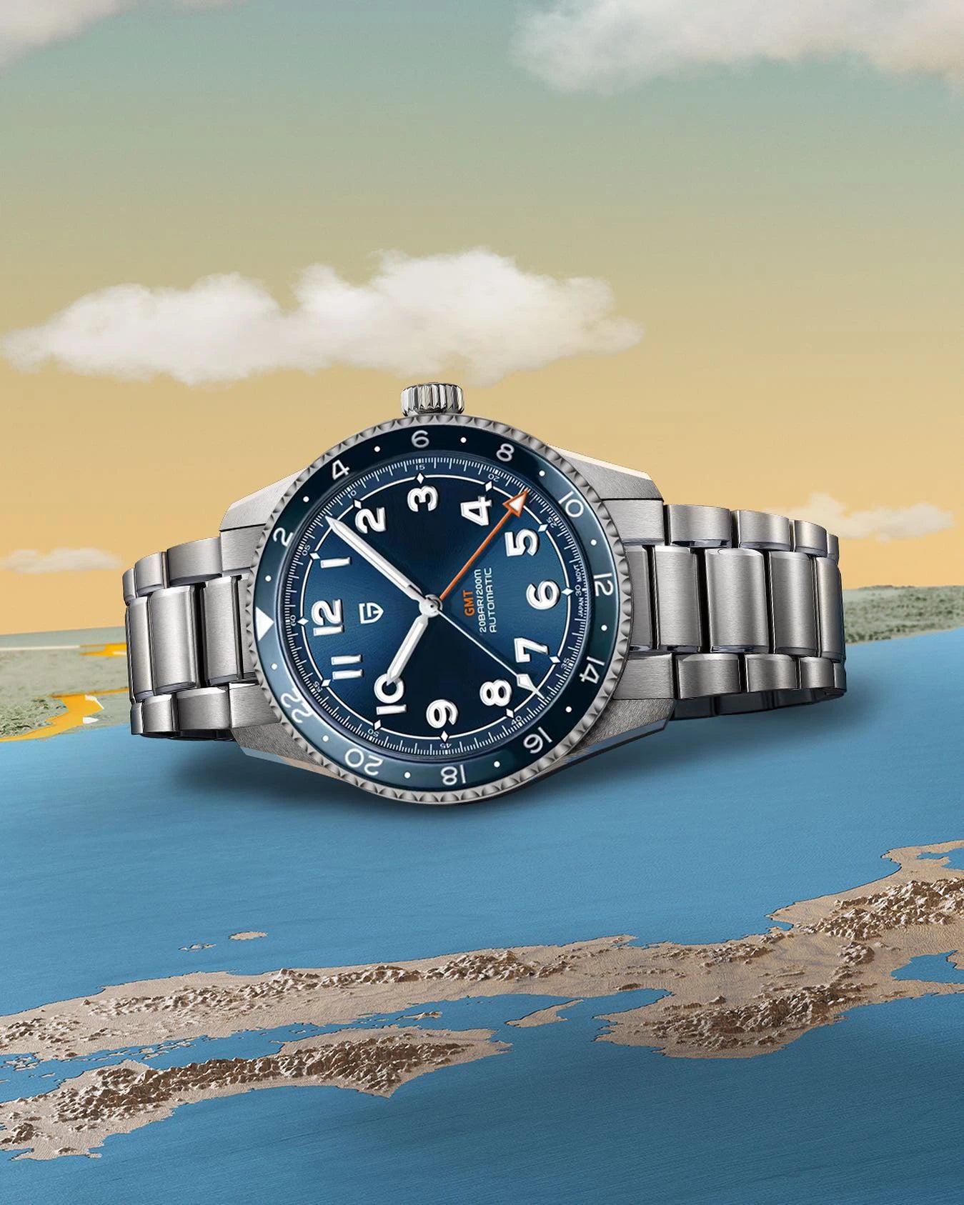 PAGANI DESIGN PD1784 Men’s GMT Automatic Mechanical Watch DG5833 Stainless Steel Sapphire Crystal Waterproof Local Delivery