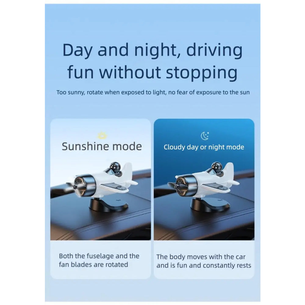 Solar Powered Rotating Airplane Car Dashboard Ornament 360° Auto Spin Decor Airplane Ornaments Car Interior Decoration
