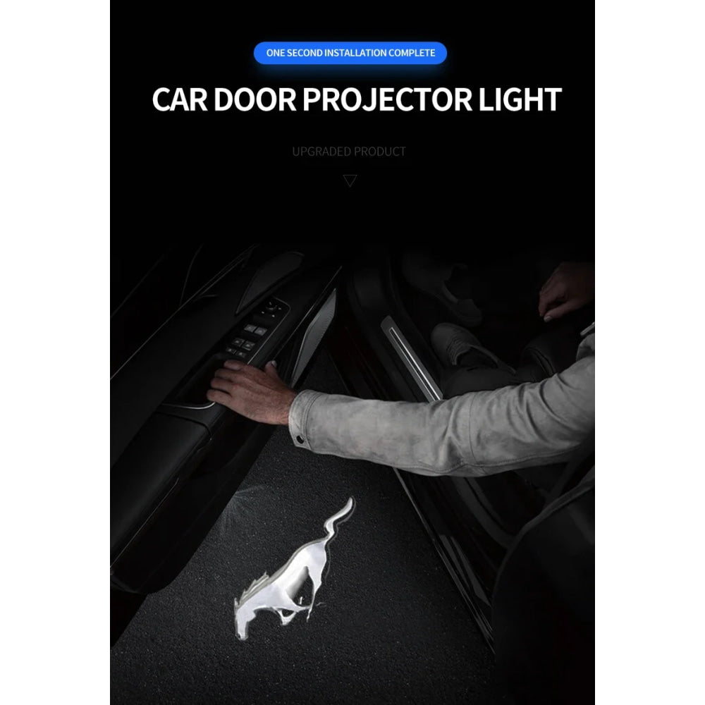 Car Led Welcome Lights Courtesy Projector Ghost Shadow Logo Emblem Light For Ford Mustang 4 5 6 2024 2023 2022-2010 Accessories