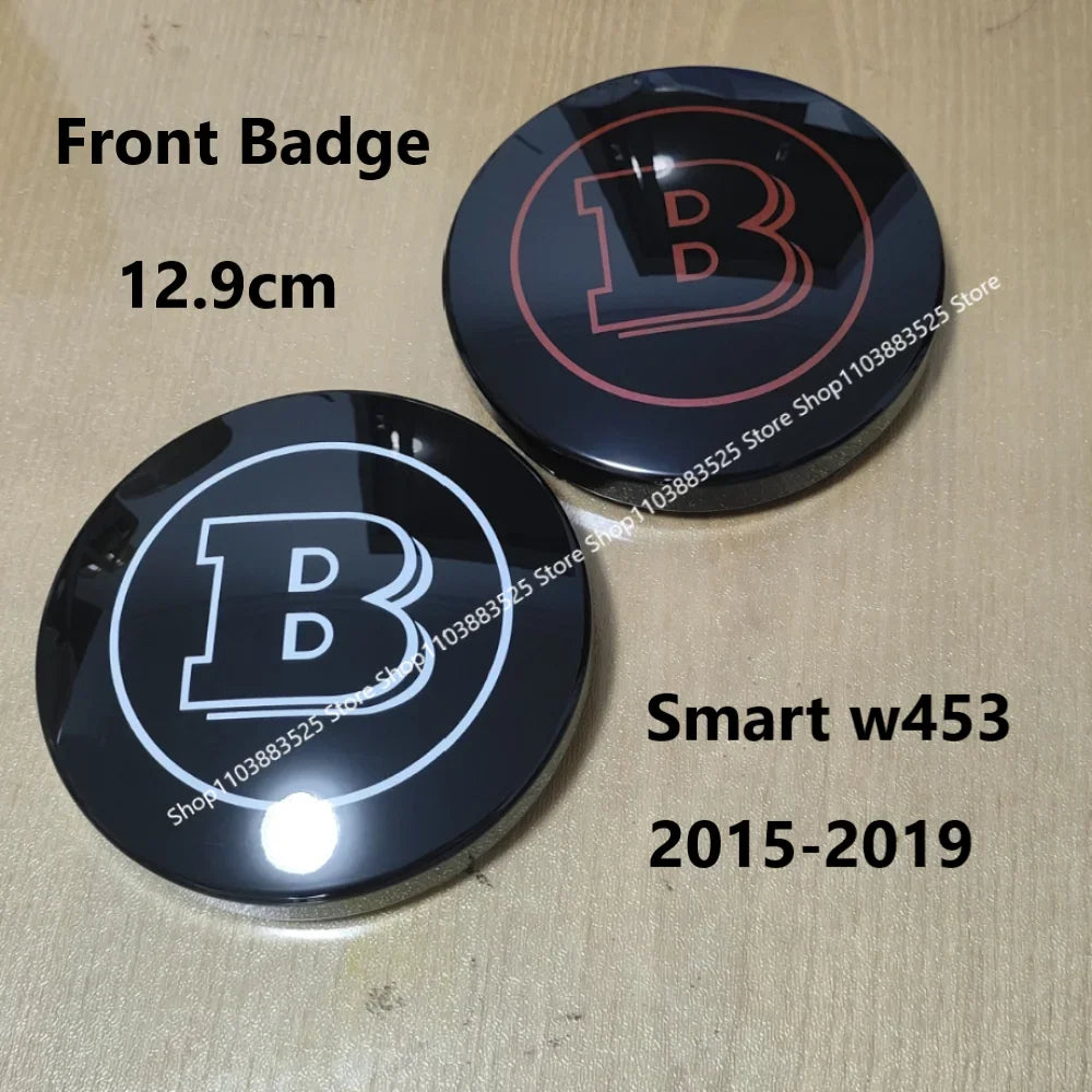 12.9cm Support Acc Car Front Grill Emblem Badge with B Logo for Smart BRABUS W453 2015-2019 Modify Badge Accessories
