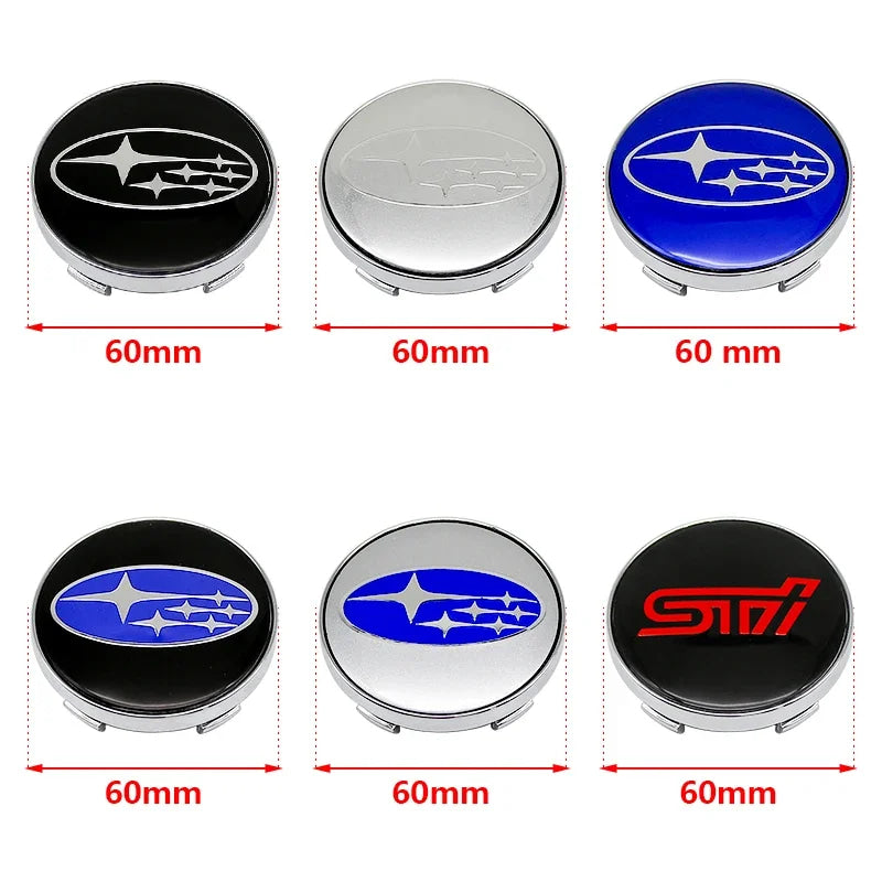 For Subaru STI XV Tribeca Forester Impreza Outback Legacy  56/60mm Car Wheel Center Badge Stickers Hub Cover Emblem Decal