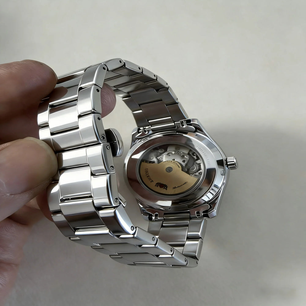 ORIENT Automatic Mechanical Watch Men's Stainless Steel Strap Skeleton Dial White Gold Needle Luminous 50M Waterproof Sapphire