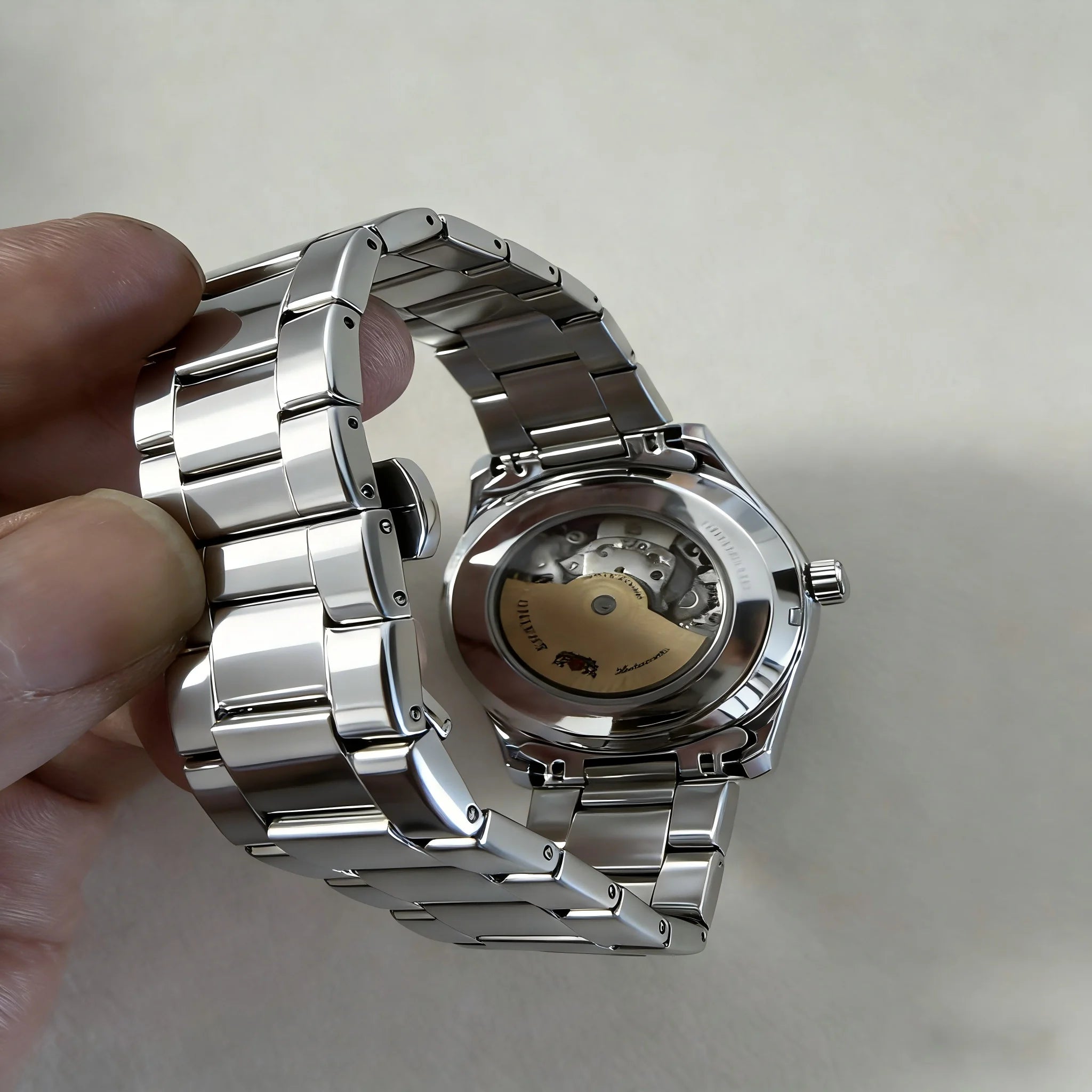 ORIENT Automatic Mechanical Watch Men's Stainless Steel Strap Skeleton Dial White Gold Needle Luminous 50M Waterproof Sapphire