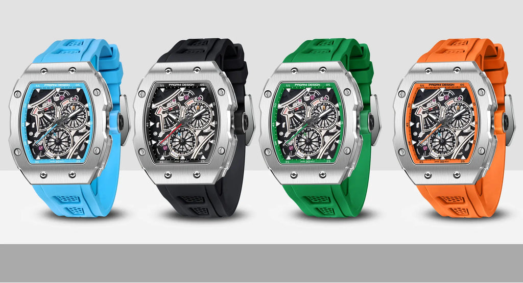 PAGANI DESIGN skeleton Watch Sapphire YS012 Automatic Men’s Quartz Watch Silicone Square Clock Waterproof Relogio Masculino