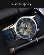 Men automatic watch luxury rome mechanical watches waterproof skeleton noctilucent leather mens watch choice of gift giving