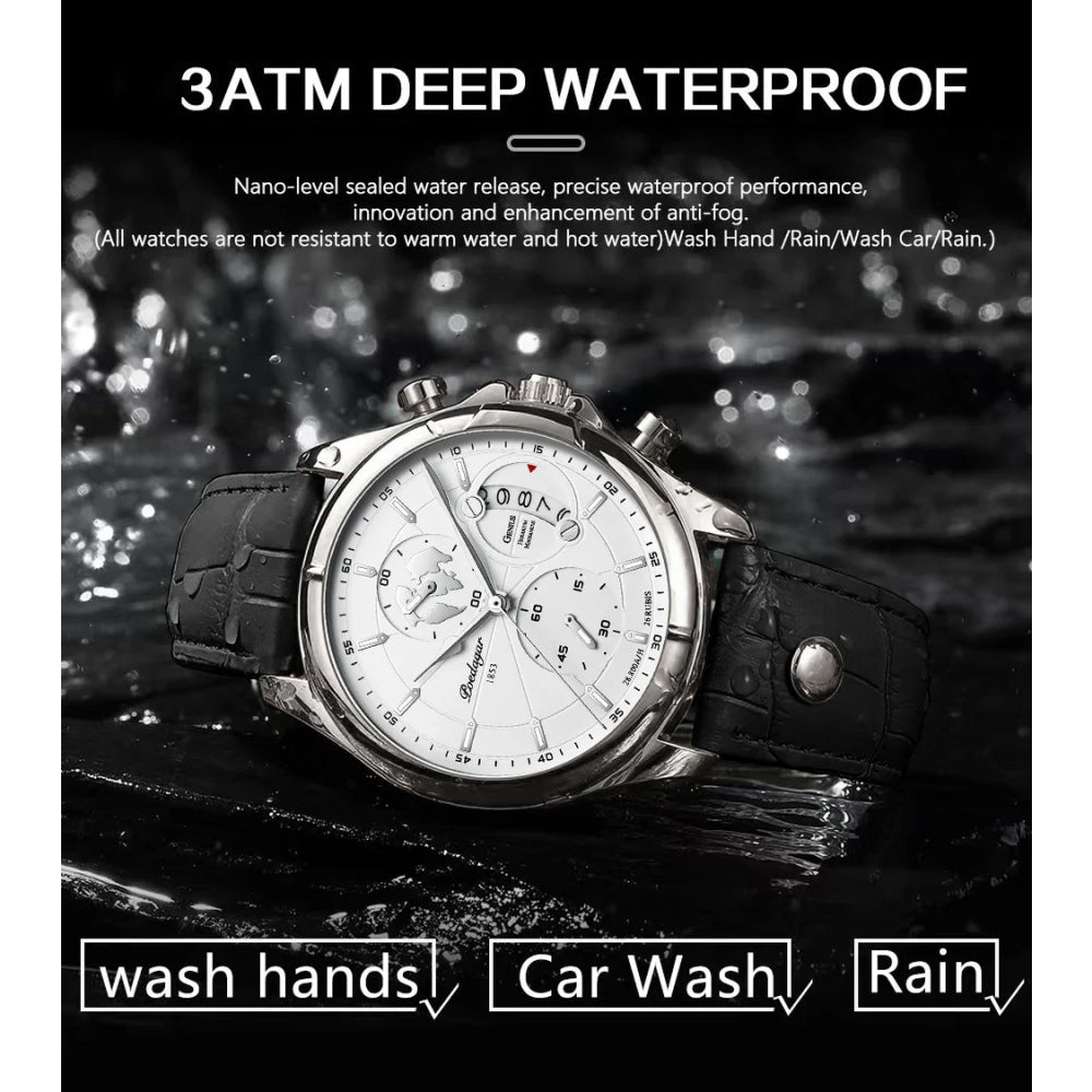 POEDAGAR Luxury Man Wristwatch Chronograph Date Waterproof Leather Men Watch Casual Quartz Men's Watches Sports Male Clock Reloj