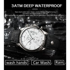 POEDAGAR Luxury Man Wristwatch Chronograph Date Waterproof Leather Men Watch Casual Quartz Men's Watches Sports Male Clock Reloj