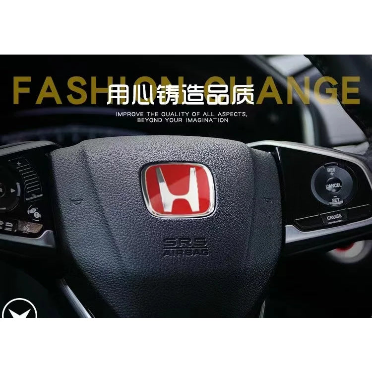 For Honda Civic Accord City H-Sticker Interior Modification CRV Jade Fit Acrylic Car Steering Wheel Emblem Odyssey Hybrid