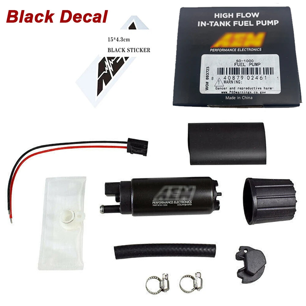Brand New For AEM 50-1000 340LPH Electric High Flow Intank EFI Fuel Pump w/ Strainer & Install Kit For Walbro GSS342 50-1210