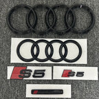For AUDI S5 2010-2019 4Ring logo ABS Black Car Hood Front Grill Emblem Rear Trunk Badge Sticker S5 Audi Sport Sticker