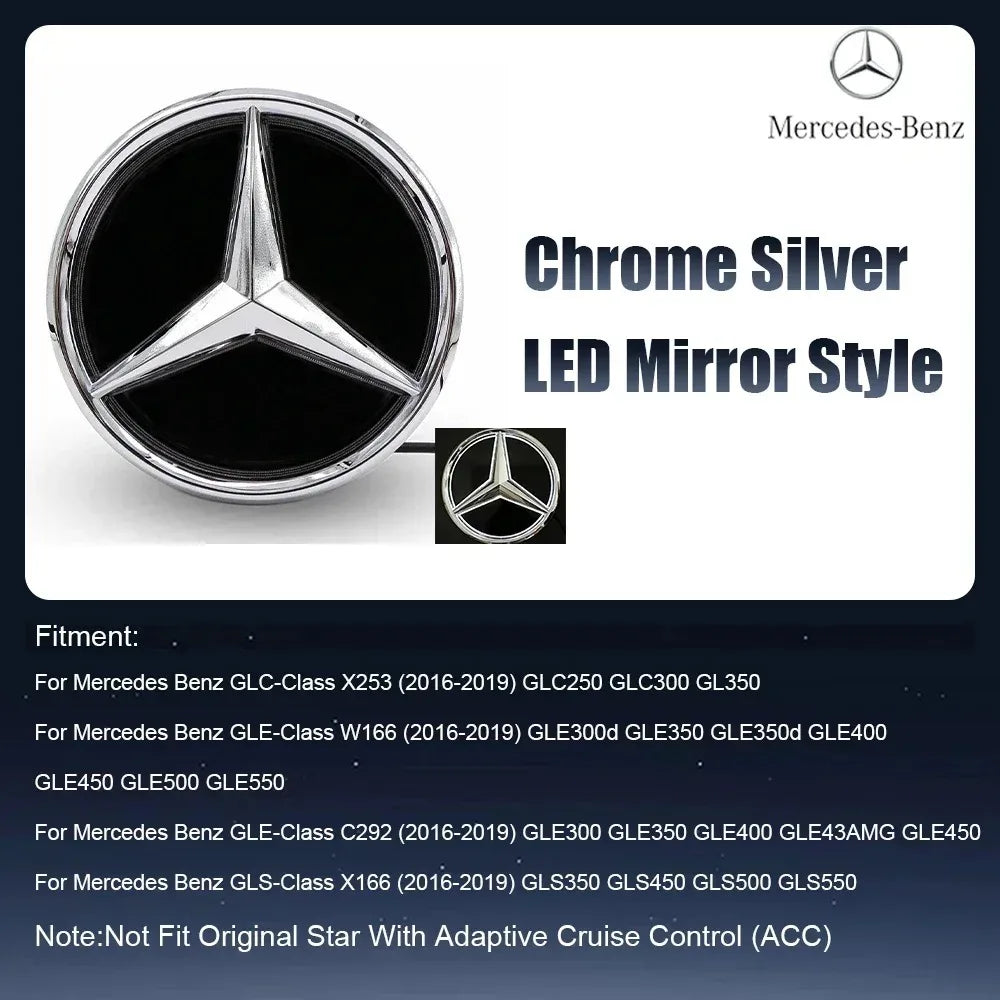 Front Grill Star Emblem  Logo Badge For Mercedes BenzX253 GLE GLC GLS W166 C292 X166 2016-2019